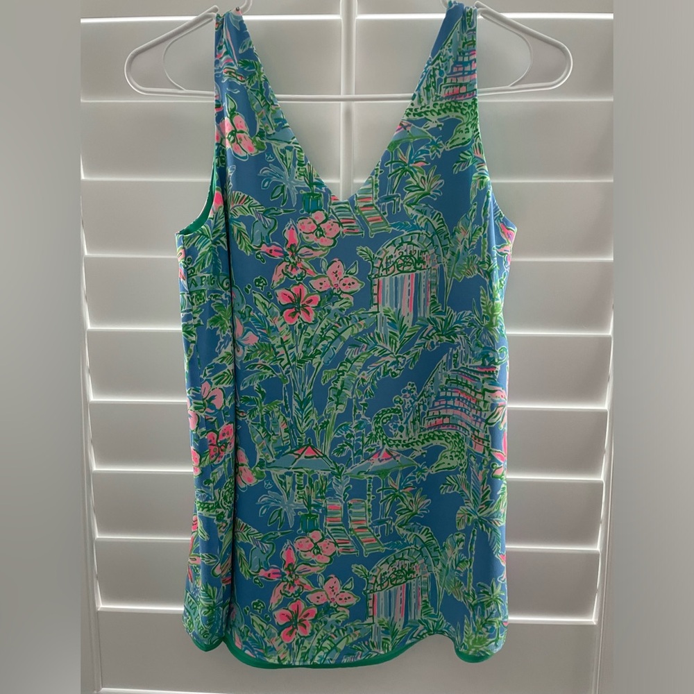 Lilly Pulitzer Florin Sleeveless Top -Boca Blue Beneath The Bougainvillea, XXS